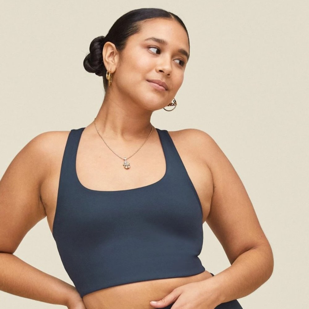 Navy Paloma Girlfriend Collective Racerback Bra Size XL